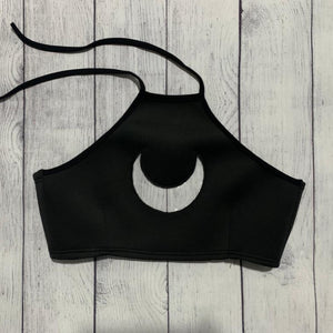 Clear As Day Crescent Moon Cut Out Halter Top